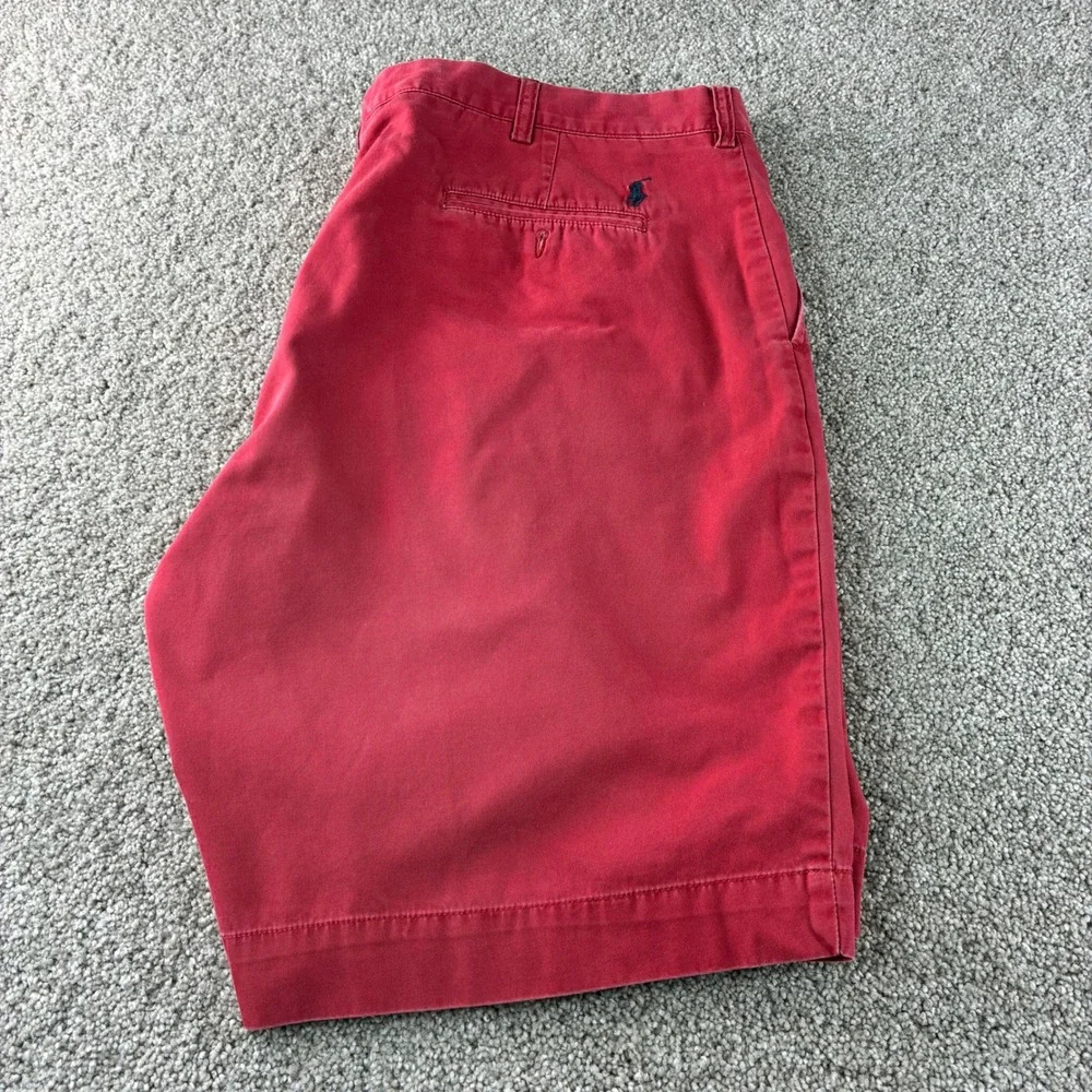 Polo by Ralph Lauren Mens Red Cotton Chino Shorts Size 42‎ Pony Logo Casual